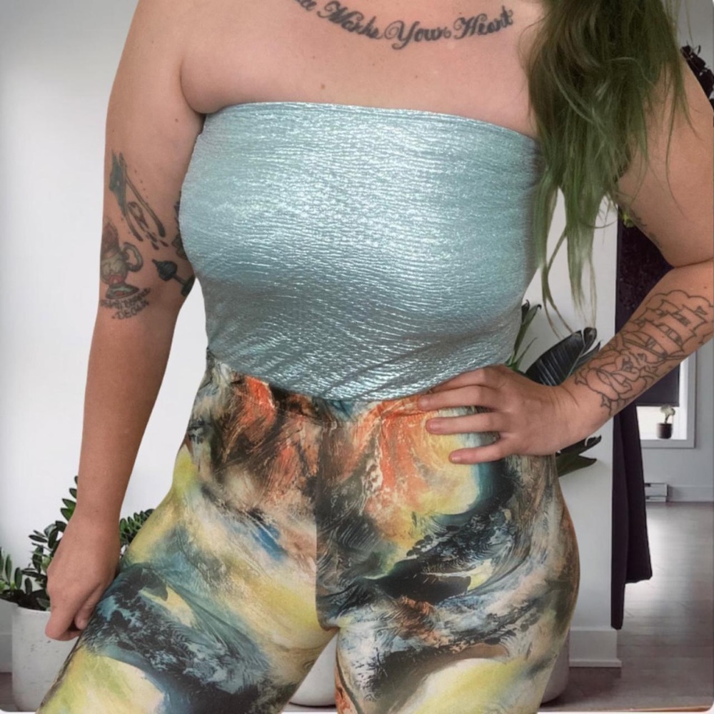 Forever 21 Y2k Metallic Retro Tube Top Skirt Sparkly Small